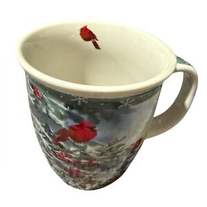 Red Cardinal Snowy Winter Scene 12oz Ceramic Tea/Coffee Mug EUC